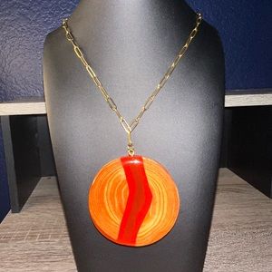 Medallion Hand Carved Wood Necklace